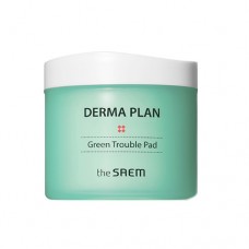 Диски-пилинг для чувствительной кожи The Saem Derma Plan Green Trouble Pad, 70 шт.