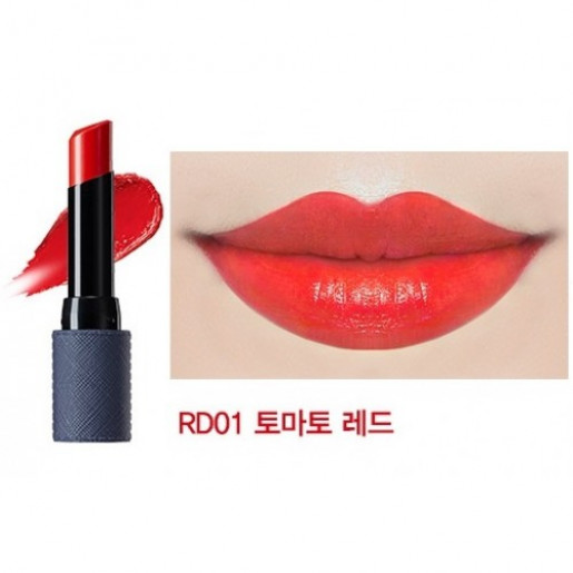 Помада для губ The Saem Kissholic Lipstick Leather Glow RD01 Tomato Red, 3,7 гр.
