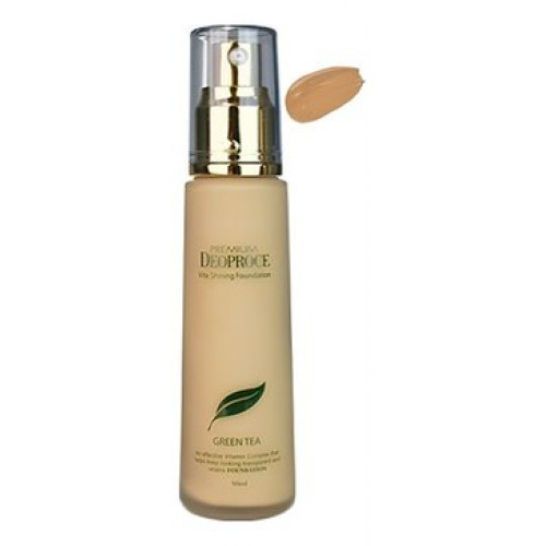Тональная основа Premium Deoproce Vita Shining Foundation Sand Beige с экстрактом зеленого чая, 50 мл