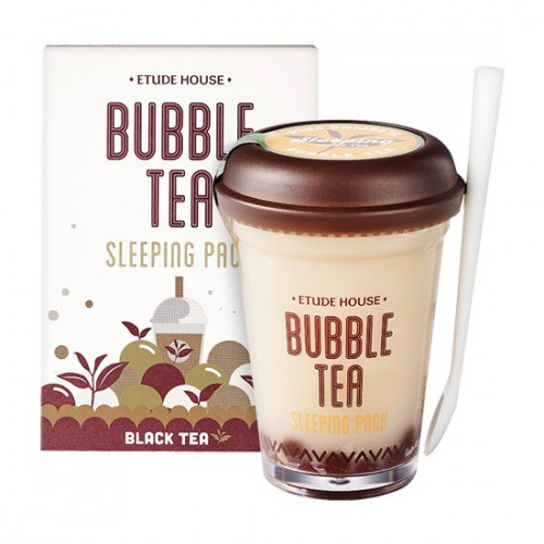 Ночная маска для лица Etude House Bubble Tea Sleeping Pack Black Tea с экстрактом черного чая, 100 мл