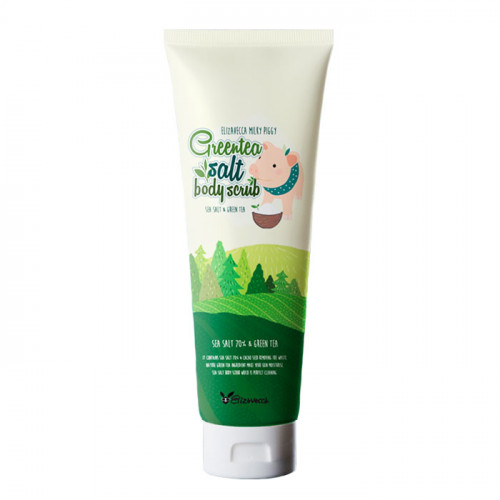 Скраб для тела Elizavecca MIlky Piggy Green Tea Salt Body Scrub с морской солью и экстрактом зелёного чая, 300 мл