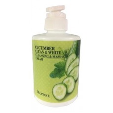 Крем для тела массажный очищающий Deoproce Cucumber Clean & White Cleansing & Massage Cream с экстрактом огурца, 450 мл