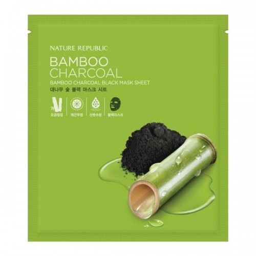Тканевая маска для лица Nature Republic Bamboo Charcoal Black Mask Sheet бамбук и древесный уголь, 27 мл