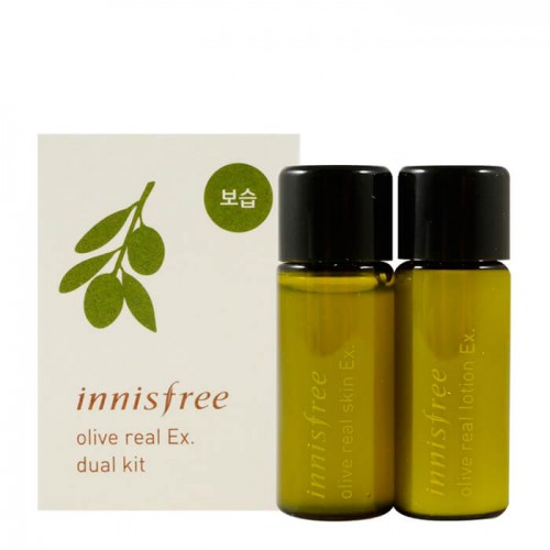 Набор пробников тоник и лосьон для лица Innisfree Olive Real Skin Ex. Dual Kit с маслом оливы, 8+8 мл